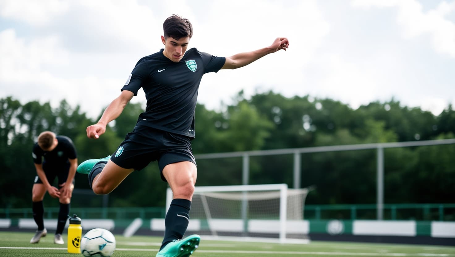 Two men playing soccer